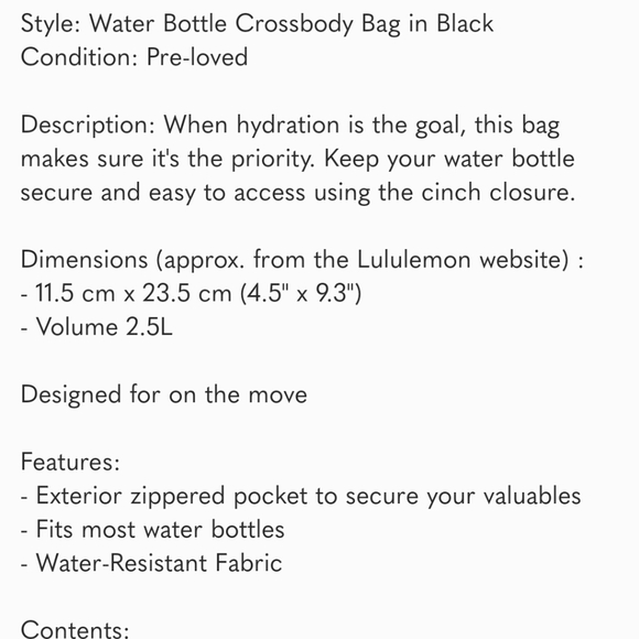 BNWT LULULEMON WATERBOTTLE CROSSBODY - Picture 8 of 8